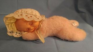 Eden Vintage Baby Doll Windup Music Box Rare Version Laying Down W/ Pillow