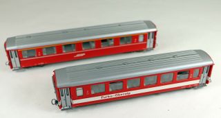9 (2) Bemo Swiss Narrow Gauge Passenger Coach Cars No Box Hoe Scale 1/87