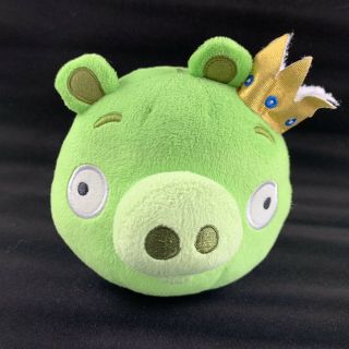 Commonwealth Angry Birds Green King Pig Gold Crown With Sound 5 " Plush 2010 Euc