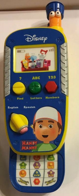 Handy Manny Cell Phone Interactive Learning Spanish English Numbers Letters Toy