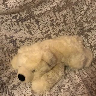 Sea World Plush Polar Bear Cream White Soft Fur 13” Laying Stuffed Animal