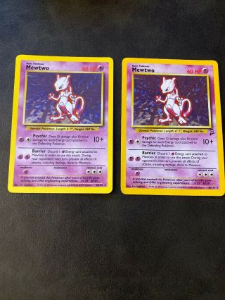 2 Mewtwo 10/102 Base And Base Set 2 Holo Foil Pokemon Cards