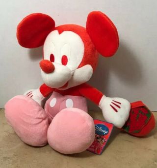 Disney Sega Flavor Of The Month Mickey Mouse Strawberry Plush Stuffed Animal 15 "