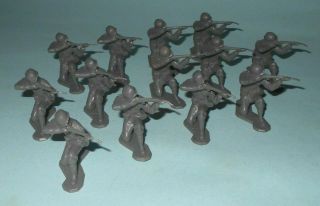 1960s Marx Battleground Play Set Dark Gray 54mm German Soldiers Firing Rifles
