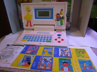 1992 Vtech Sesame Street Animated Talking Computer With 8 Game Disk & Box