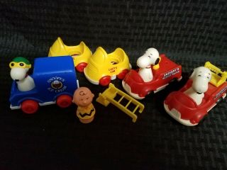 ❤️ Vintage Aviva Snoopy Rescue Squad & Ice Cream Truck Charley Brown,  Lucy 
