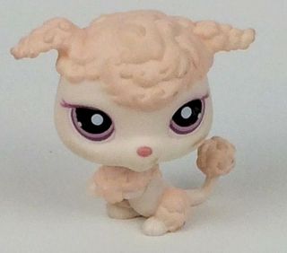 Lps 390 Pale Pink French Poodle Puppy Dog W/ Purple Eyes W/ Blue Magnet