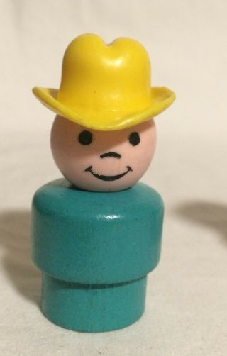 Fisher Price Little People Vintage Whoops Turquoise Farm Boy Short Farmer