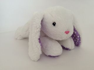Dan Dee White Purple Polka Dots Laying Down Bunny Rabbit 11” Easter Plush