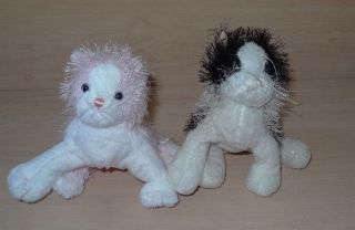 Ganz Webkinz Pink/white Cat & Black/white Cat Plush Stuffed Animal - No Code