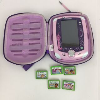Leapfrog Leappad 2 Touch Handheld Tablet System Disney Princess Pink Case 5 Game
