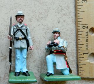 2 Ron Wall Miniatures 54mm Painted Metal American Civil War Confederate Soldiers