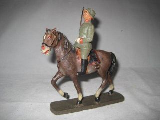 German Ww 2 Elastolin / Lineol - 10cm Soldier On Horse