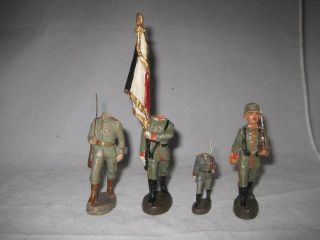 German Ww 2 Elastolin / Lineol - Set Of Soldiers - 7cm - 10cm Figurines