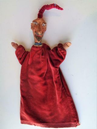 Antique Vintage Papier Mache or Wood Head DEVIL Hand Puppet PUNCH & JUDY Satan 2
