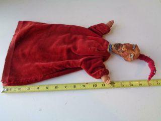 Antique Vintage Papier Mache or Wood Head DEVIL Hand Puppet PUNCH & JUDY Satan 3