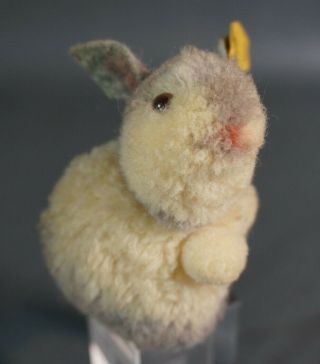 Vtg.  Steiff Rabbit Baby Crib Pram Toy Mohair Plush Stuffed Animal W/button In Ear