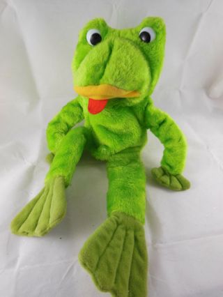 Vintage 1982 Dakin 15 " Green Frog Plush Puppet Vintage