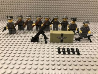 Custom Lego German Soldier Minifigs: Mortar,  Machine Guns,  And More