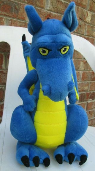 Excalibur Las Vegas Plush Dragon Blue Yellow Stuffed Animal 13 " Tall