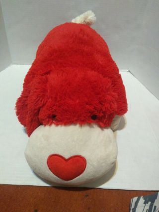Puppy Dog Pillow Red White My Pillow Pets 21” Stuffed Animal Soft Plush Heart