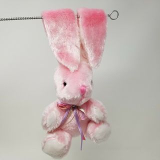 Dan Dee Pink Plush Bunny W/ Hook And Loop Ears Easter Spring Small W Long Ears