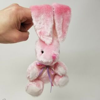Dan Dee Pink Plush Bunny w/ Hook and Loop Ears Easter Spring Small w Long Ears 2