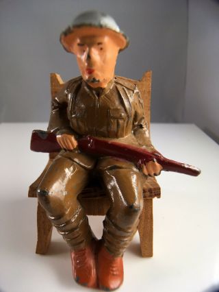 Manoil M59 Sitting Soldier With Chair,  Barclay