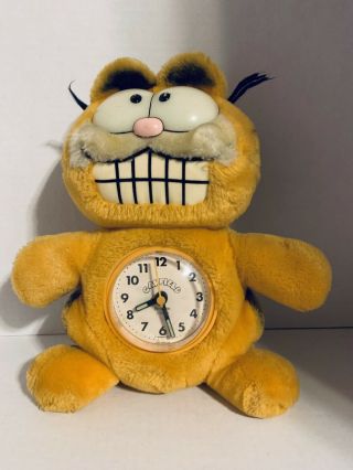 Vintage 1978/1981 Glow In The Dark Garfield Plush Clock Armitron Cat Toy Doll