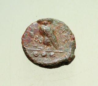 Sicily,  Kamarina C.  420 - 410 Bc.  Æ 15mm Head Of Athena / Owl Grasping Lizard