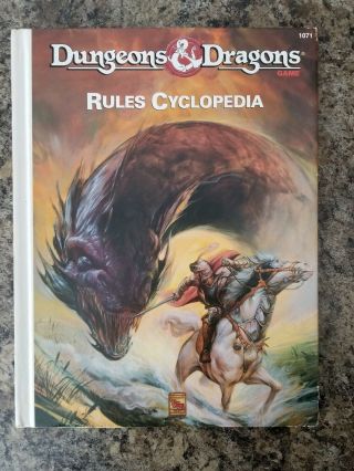 Dungeons And Dragons Rules Cyclopedia D&d By Tsr 1071 Roleplaying Book Ex