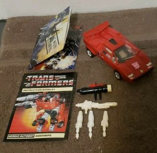 Vintage 1984 G1 Transformers Sideswipe Pre Rub 100 Complete With Manuals