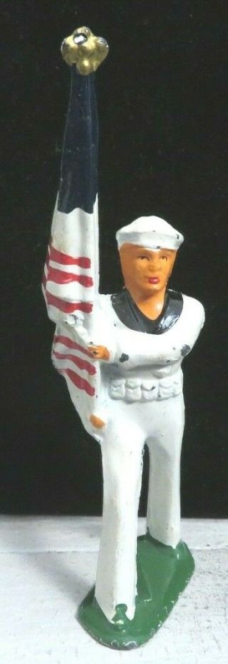 Vintage Barclay Lead Toy Soldier Sailor Flagbearer Long Stride B - 053 Paint
