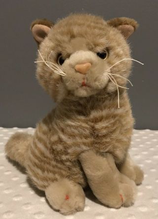 Dandee Dan Dee Stuffed Plush Brown Tan Stripe Tabby Tiger Kitty Cat Purr