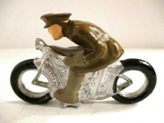 Barclay,  Vintage,  Lead,  Dime Store Army Motorcyclist (b93)