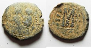 Zurqieh - As8078 - Byzantine Empire.  Justin Ii & Sophia Bronze Follis