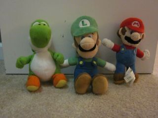 Nintendo Mario Brothers Plush Set Of 3 - Mario,  Luigi,  And Yoshi