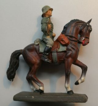 German Ww 2 Elastolin / Lineol - Riding Soldier With Trumpet - 7cm Figurine
