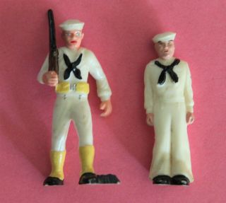 2 Different Us Wwii Sailors Marx Warriors Of The World Series Ii White Uniforms