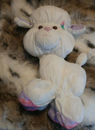 Vintage 1997 Fisher Price Puffalump White Lamb Sheep Nylon Plush Pink Purple