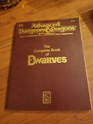 The Complete Book Of Dwarves Advanced Dungeons & Dragons Ad&d Tsr 2124 Phbr6