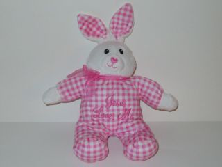 Dan Dee Jesus Loves Me Musical Bunny Rabbit Plush Pink Plaid White Prayer Heart