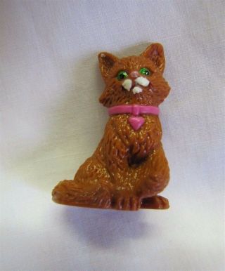 Fisher Price Loving Family Dollhouse Small Brown Cat Kitten Kitty W/ Pink Collar