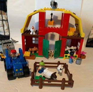 Lego Duplo Big Farm Animals Barn Fence Farmer Tractor Set 5649 Complete No Box