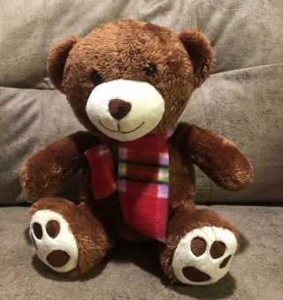 9 " Go Games Red Plaid Scarf Brown Teddy Bear Plush Stuffed Animal