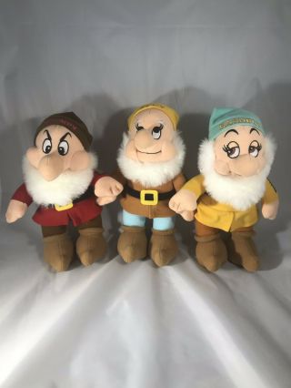 Disney Snow White And The Seven Dwarfs Plush Doll Set Of 3 Bashful Happy Grumpy