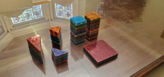 Magna - Tiles Set Of 100 Pc Magnetic Building Translucent Clear Colors -
