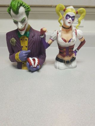 The Joker Px Bust Bank Arkham Asylum With Harley Bust