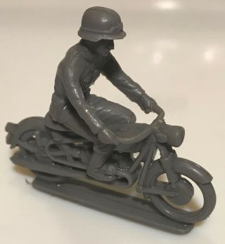 Vintage Marx Battleground Desert Fox Ww2 Playset German Figure On Motorcycle