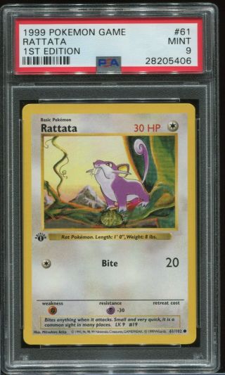Psa 9 Rattata 1999 Pokemon 1st Edition Base Set 61 1910